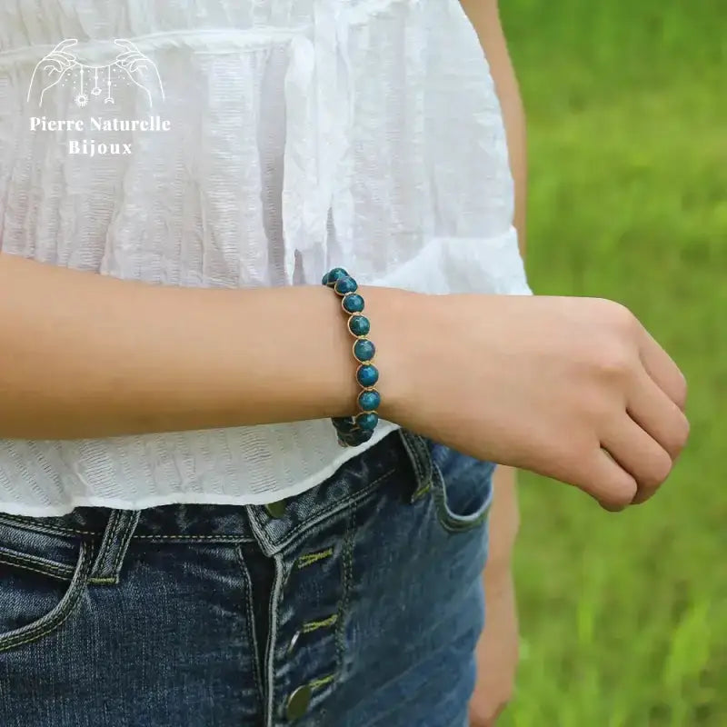 Bracelet wrap "Lâcher-prise" en Apatite | Bracelets | pierre naturelle bijoux