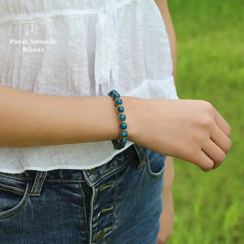 Bracelet wrap "Lâcher-prise" en Apatite | Bracelets | pierre naturelle bijoux