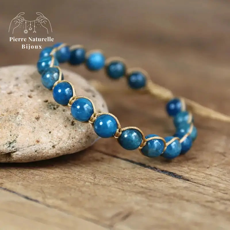 Bracelet wrap "Lâcher-prise" en Apatite | Bracelets | pierre naturelle bijoux