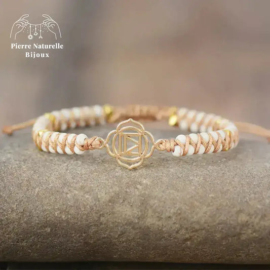 Bracelet wrap "Chakra racine" en Howlite | Bracelets | pierre naturelle bijoux