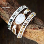 Bracelet wrap en Howlite, Cristal et Quartz | Bracelets | pierre naturelle bijoux