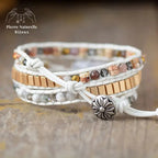 Bracelet wrap en Howlite, Cristal et Quartz | Bracelets | pierre naturelle bijoux