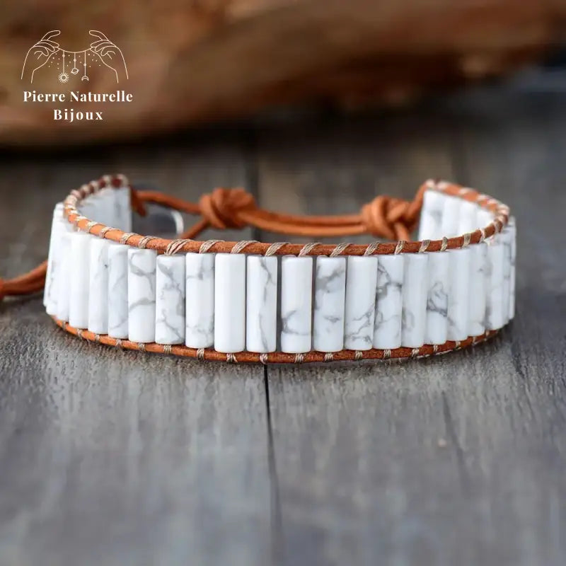 Bracelet wrap "Équilibre intérieur" en Howlite
