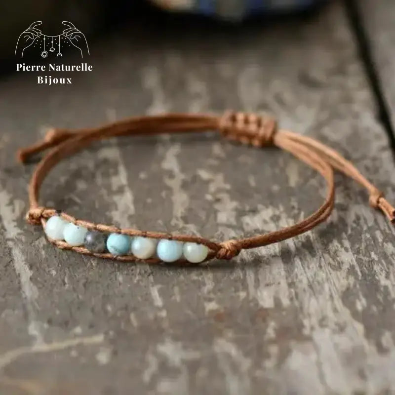Bracelet wrap "Iaspis" en Amazonite