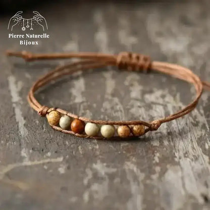 Bracelet wrap "Iaspis" en Jaspe paysage 