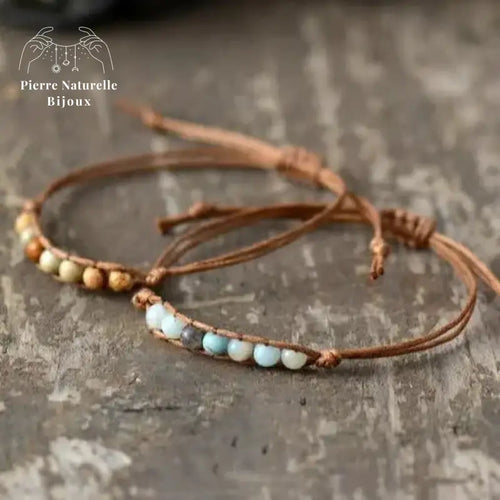 Bracelet wrap "Iaspis" en Jaspe paysage / Amazonite | Bracelets | pierre naturelle bijoux