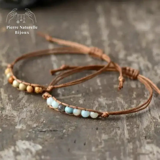 Bracelet wrap "Iaspis" en Jaspe paysage / Amazonite | Bracelets | pierre naturelle bijoux
