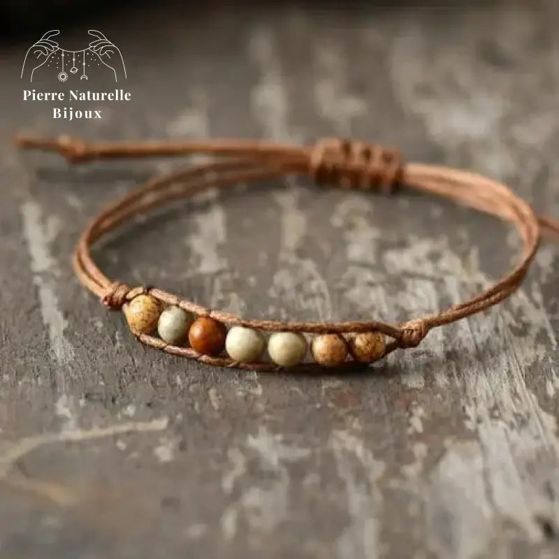 Bracelet wrap "Iaspis" en Jaspe paysage 