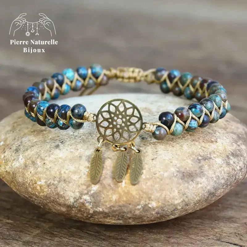 Bracelet wrap "Attrape-rêves" en Jaspe automne | Bracelets | pierre naturelle bijoux