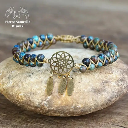 Bracelet wrap "Attrape-rêves" en Jaspe automne | Bracelets | pierre naturelle bijoux