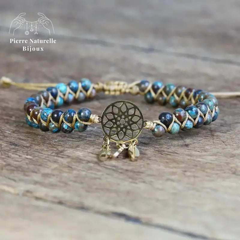 Bracelet wrap "Attrape-rêves" en Jaspe automne | Bracelets | pierre naturelle bijoux