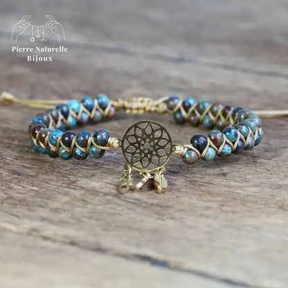 Bracelet wrap "Attrape-rêves" en Jaspe automne | Bracelets | pierre naturelle bijoux