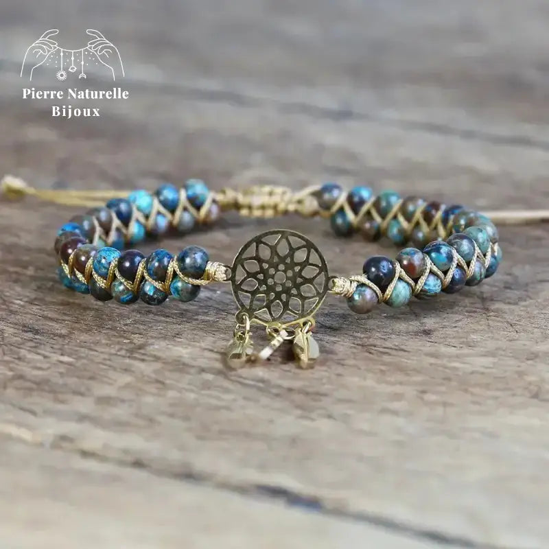 Bracelet wrap "Attrape-rêves" en Jaspe automne | Bracelets | pierre naturelle bijoux
