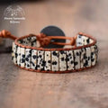 Bracelet wrap "Objectif" en Jaspe dalmatien caramel