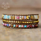 Bracelet wrap en Jaspe impérial et Cristal
