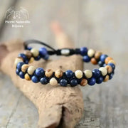 Bracelet wrap en Jaspe paysage et Sodalite