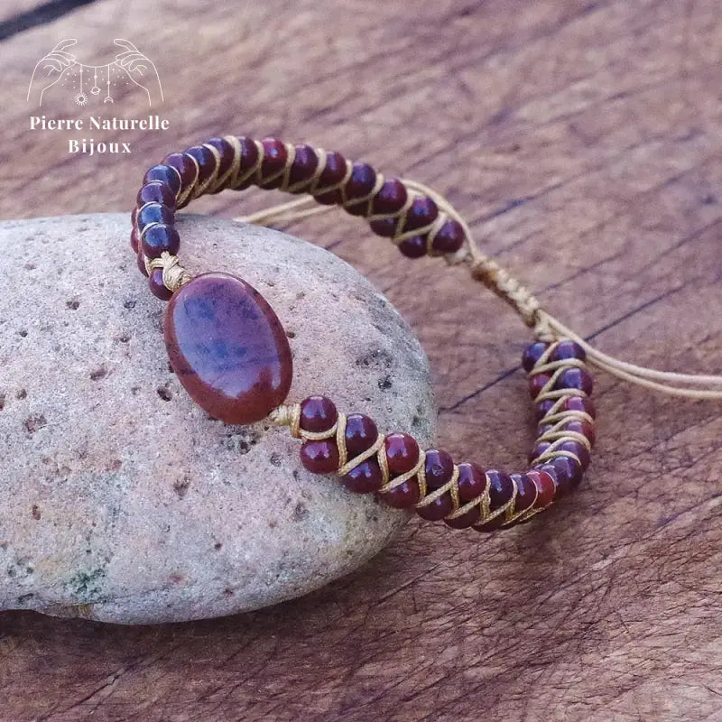 Bracelet wrap "Gaia" en Jaspe rouge | Bracelets | pierre naturelle bijoux