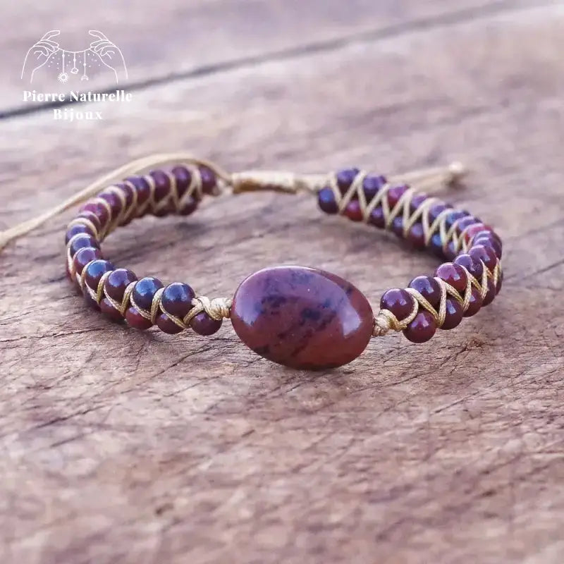 Bracelet wrap "Gaia" en Jaspe rouge | Bracelets | pierre naturelle bijoux
