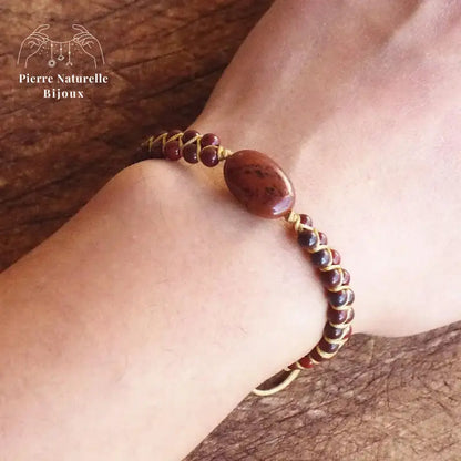 Bracelet wrap "Gaia" en Jaspe rouge | Bracelets | pierre naturelle bijoux