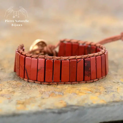 Bracelet wrap "Réalisation" en Jaspe rouge | Bracelets | pierre naturelle bijoux