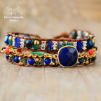Bracelet wrap en Lapis-lazuli, Cristal et Turquoise | Bracelets | pierre naturelle bijoux