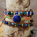 Bracelet wrap en Lapis-lazuli, Cristal et Turquoise | Bracelets | pierre naturelle bijoux
