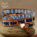 Bracelet wrap "Arbre de vie" en Lapis-lazuli et Cristal | Bracelets | pierre naturelle bijoux