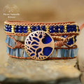 Bracelet wrap "Arbre de vie" en Lapis-lazuli et Cristal | Bracelets | pierre naturelle bijoux