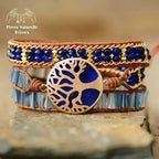 Bracelet wrap "Arbre de vie" en Lapis-lazuli et Cristal | Bracelets | pierre naturelle bijoux