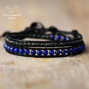 Bracelet wrap "Rigueur" en Lapis-lazuli | Bracelets | pierre naturelle bijoux