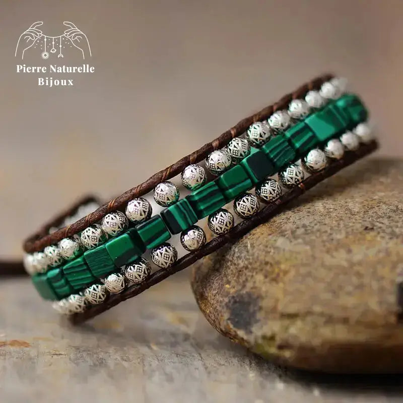 Bracelet wrap en Malachite | Bracelets | pierre naturelle bijoux