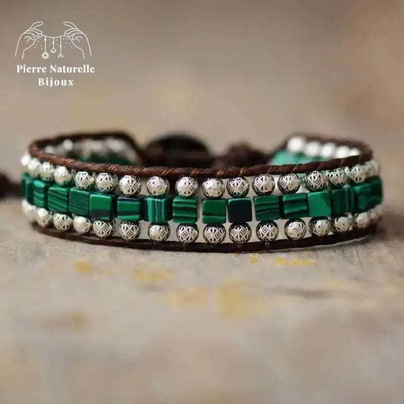 Bracelet wrap en Malachite | Bracelets | pierre naturelle bijoux
