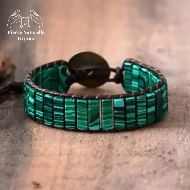 Bracelet wrap "Concentration" en Malachite