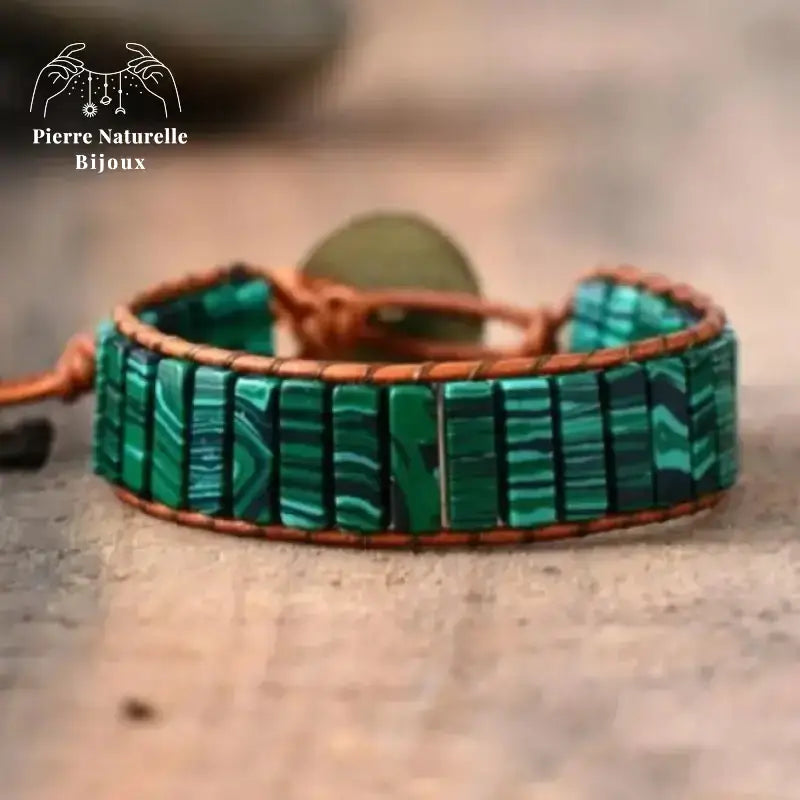 Bracelet wrap "Concentration" en Malachite
