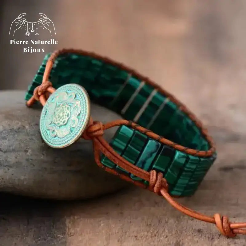 Bracelet wrap "Concentration" en Malachite | Bracelets | pierre naturelle bijoux