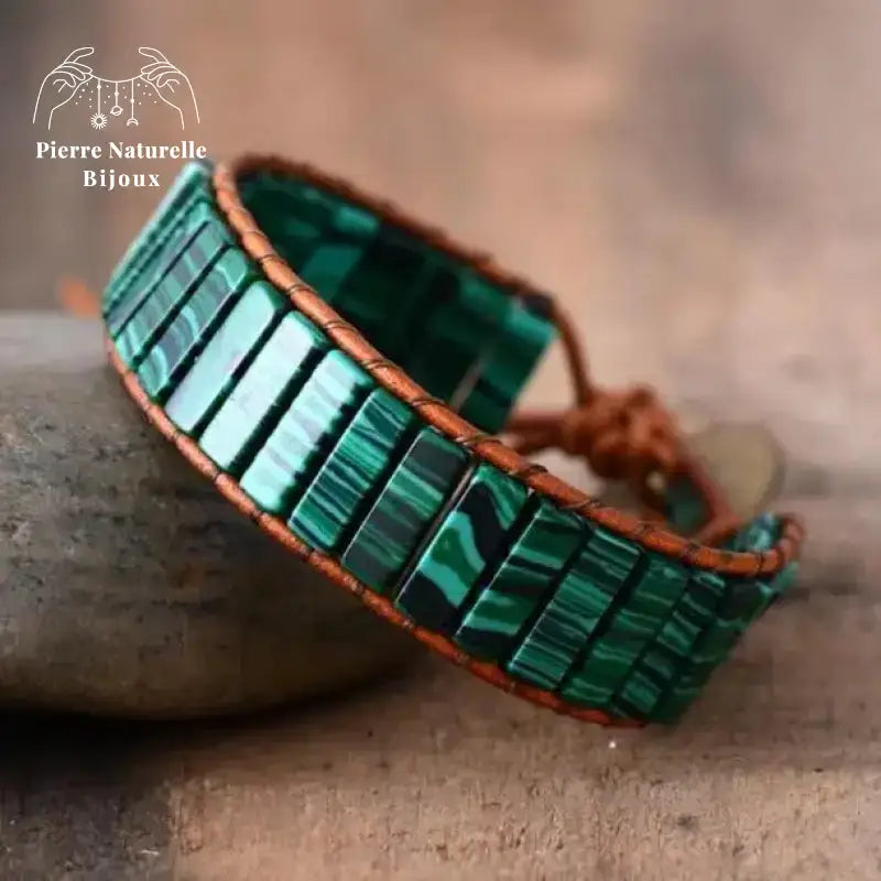 Bracelet wrap "Concentration" en Malachite | Bracelets | pierre naturelle bijoux