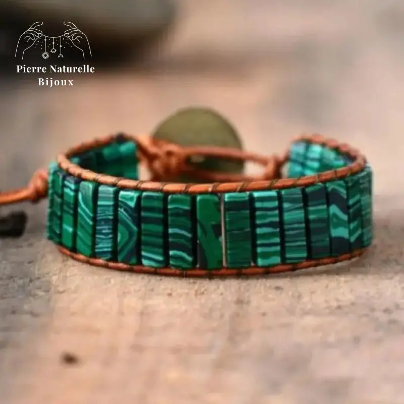 Bracelet wrap "Concentration" en Malachite
