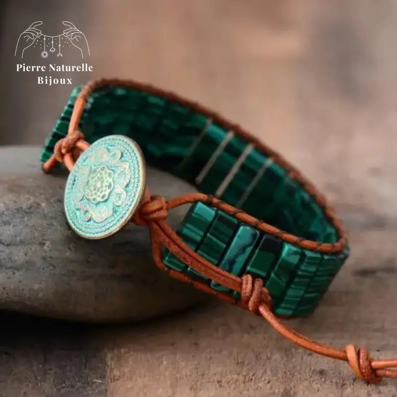Bracelet wrap "Concentration" en Malachite | Bracelets | pierre naturelle bijoux