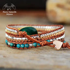 Bracelet wrap "Persuasion" en Malachite et Jaspe | Bracelets | pierre naturelle bijoux