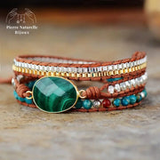 Bracelet wrap "Persuasion" en Malachite et Jaspe | Bracelets | pierre naturelle bijoux