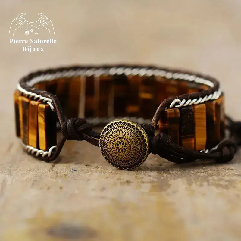 Bracelet wrap en œil de tigre | Bracelets | pierre naturelle bijoux