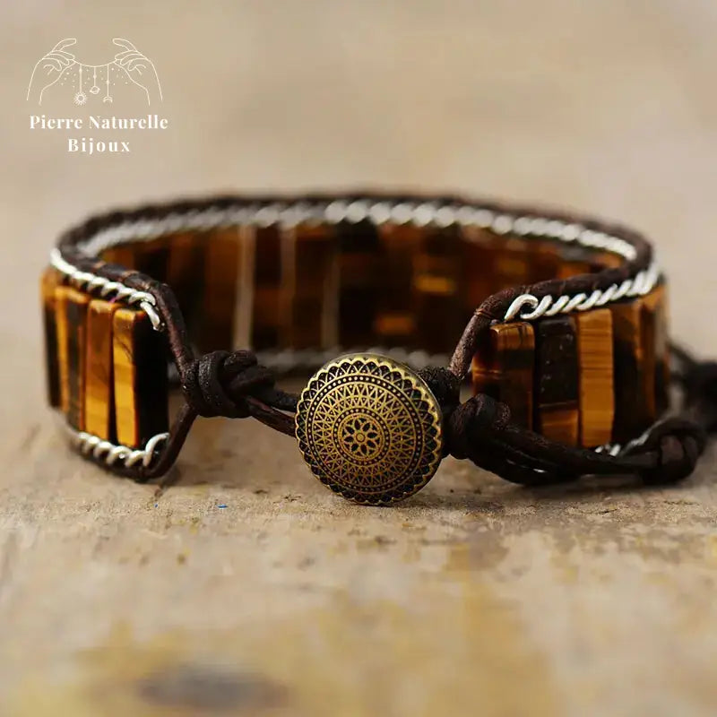 Bracelet wrap en œil de tigre | Bracelets | pierre naturelle bijoux