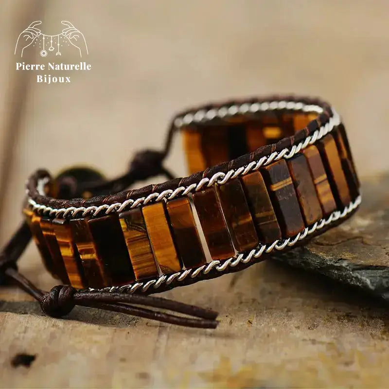 Bracelet wrap en œil de tigre | Bracelets | pierre naturelle bijoux