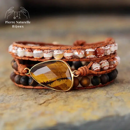 Bracelet wrap en il de tigre et Agate | Bracelets | pierre naturelle bijoux