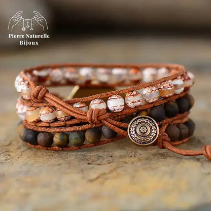 Bracelet wrap en il de tigre et Agate | Bracelets | pierre naturelle bijoux