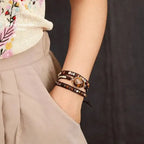 Bracelet wrap en œil de tigre et Jaspe | Bracelets | pierre naturelle bijoux