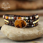 Bracelet wrap en œil de tigre et Jaspe | Bracelets | pierre naturelle bijoux