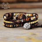 Bracelet wrap en œil de tigre et Jaspe | Bracelets | pierre naturelle bijoux