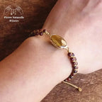 Bracelet wrap "Gardien" en œil de tigre et Jaspe rouge | Bracelets | pierre naturelle bijoux