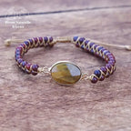 Bracelet wrap "Gardien" en œil de tigre et Jaspe rouge | Bracelets | pierre naturelle bijoux
